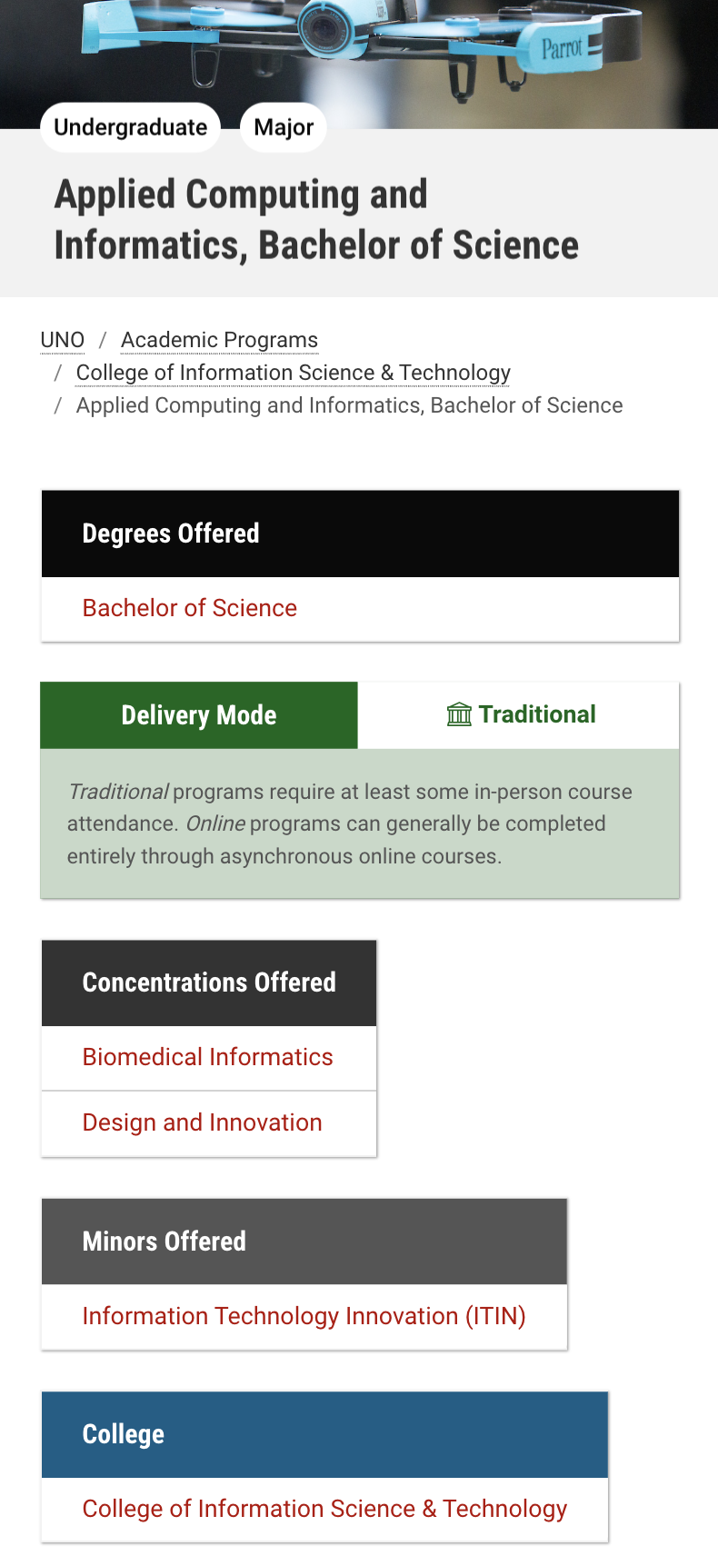 an example of a UNO program page