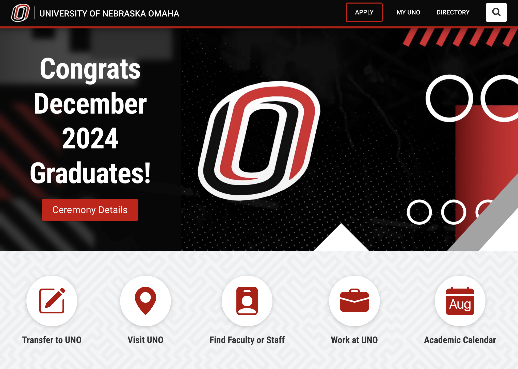 UNO homepage screenshot