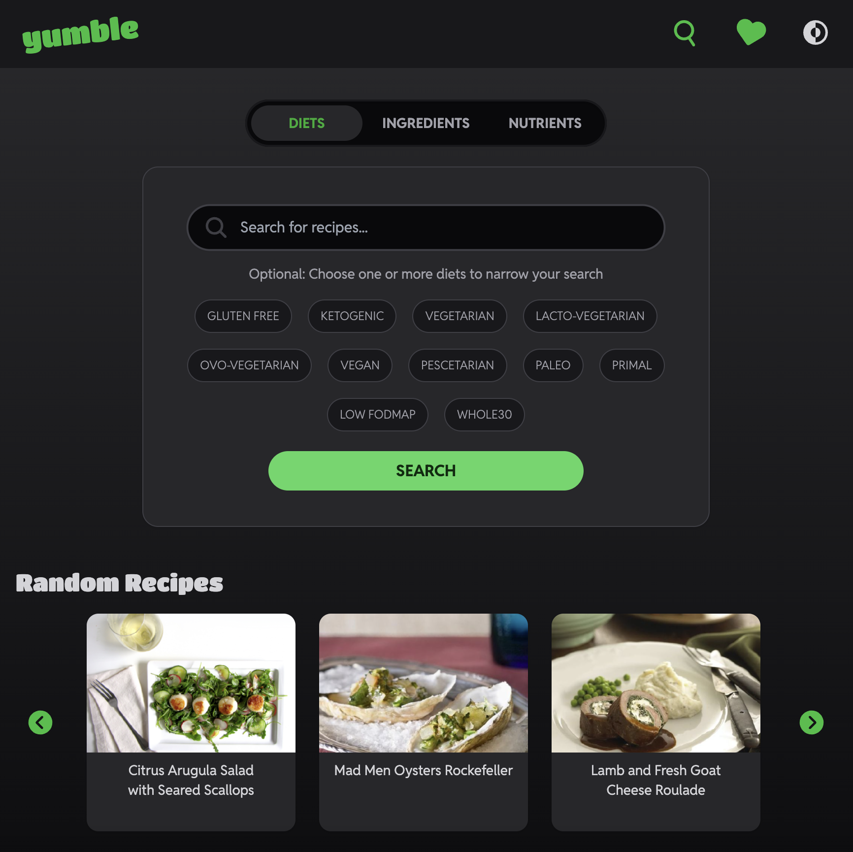 Yumble landing page screenshot